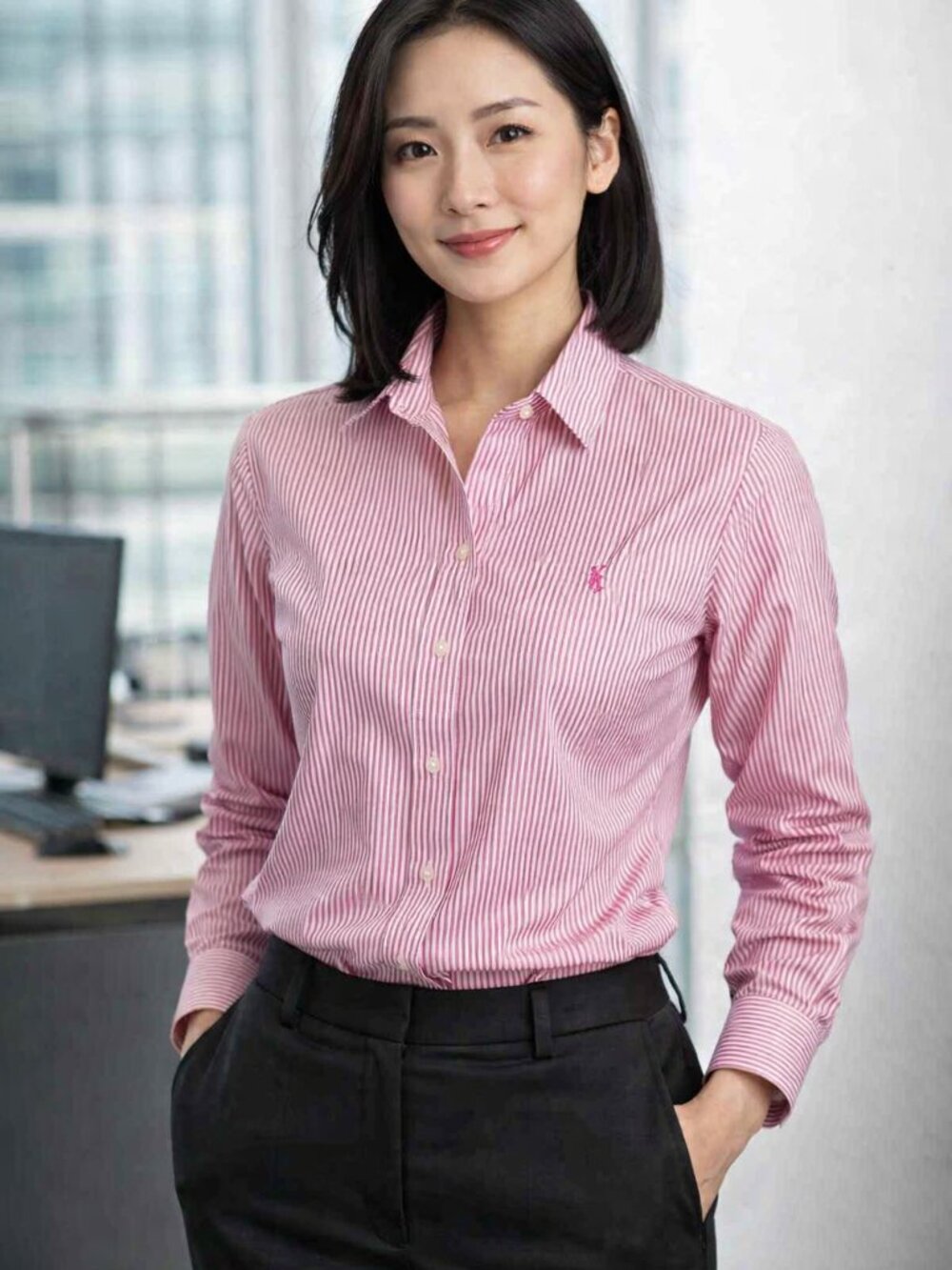 Lauren Ralph Lauren Women’s Pink Striped Shirt – XS – Non‑Iron – Excellent Condi